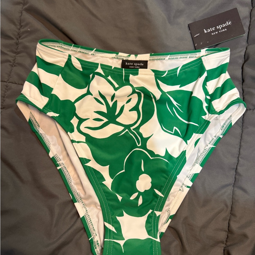 Kate Spade Green and White Floral Bikini Bottom
